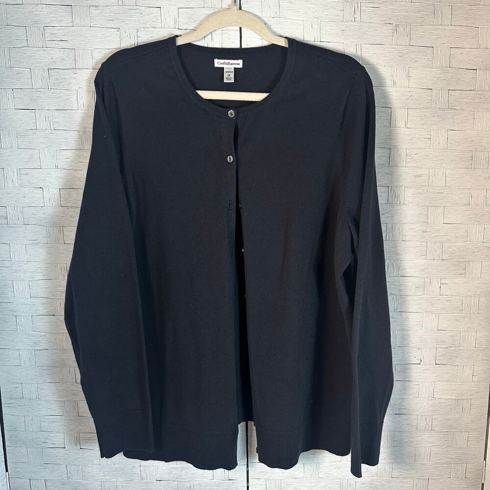 Croft & Barrow black lightweight cardigan button down church office plus size